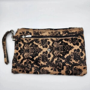 Valentina Clutch Purse In Pell Leather Pony Hair Black & Tan Calf Hair Western
